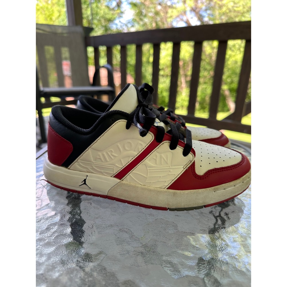 Jordan Low Top Sneakers Youth Size 6.5Y Red Black White Athletic Basketball Shoe